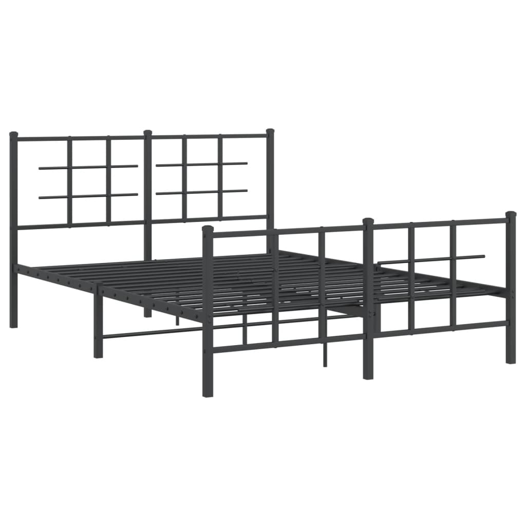 Sengeramme i metall med hode- og fotgavl svart 140x190 cm