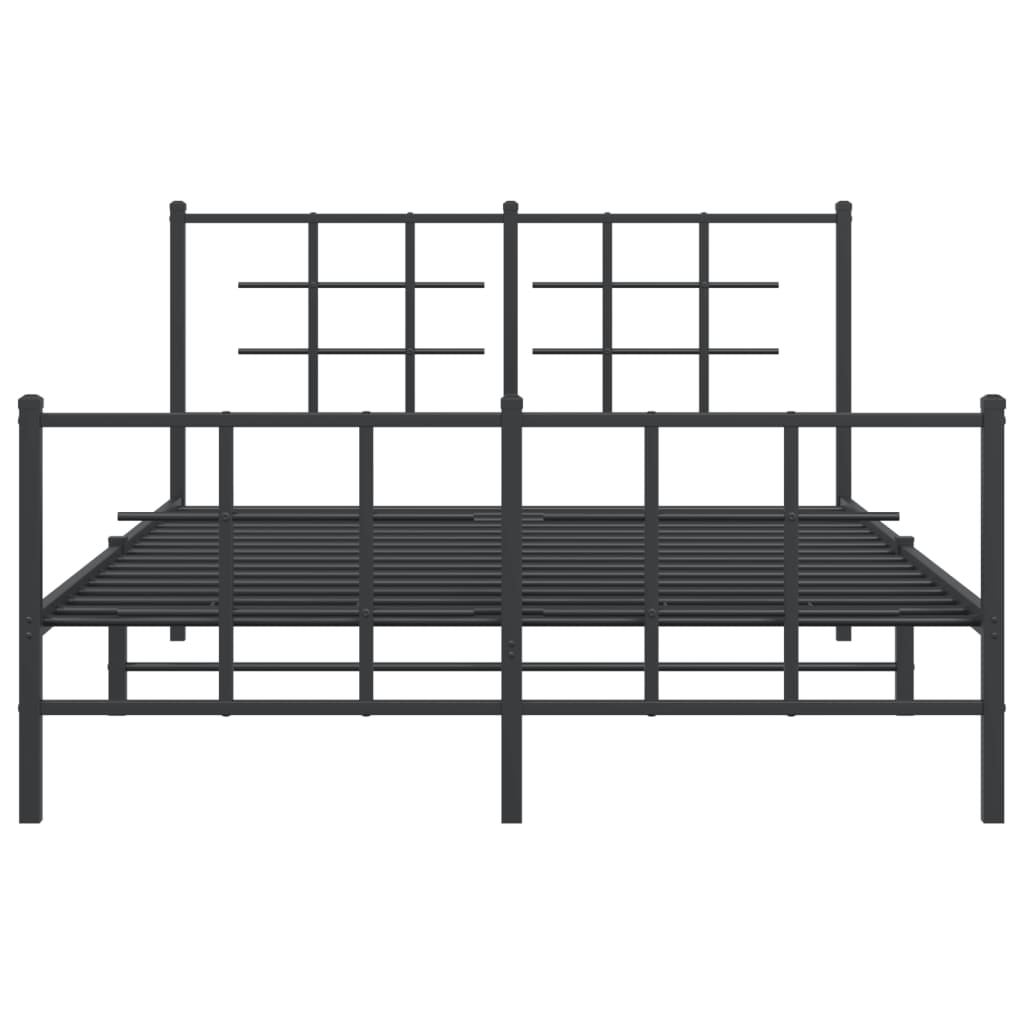 Sengeramme i metall med hode- og fotgavl svart 140x190 cm