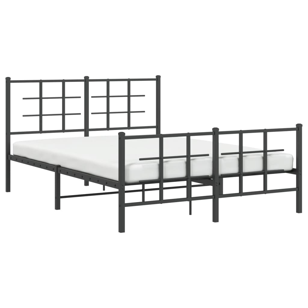Sengeramme i metall med hode- og fotgavl svart 140x200 cm