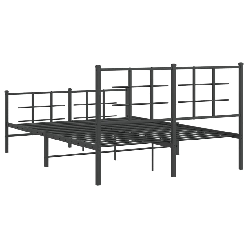 Sengeramme i metall med hode- og fotgavl svart 140x200 cm