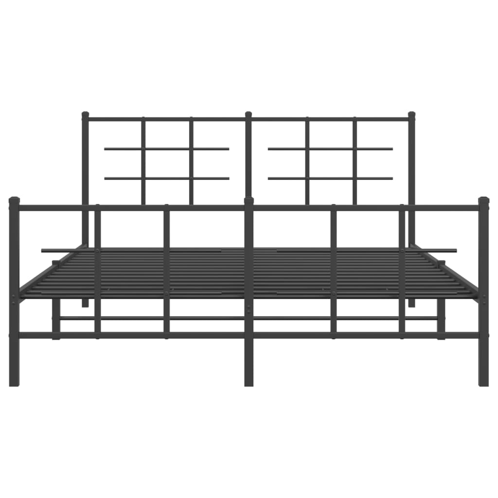 Sengeramme i metall med hode- og fotgavl svart 150x200 cm