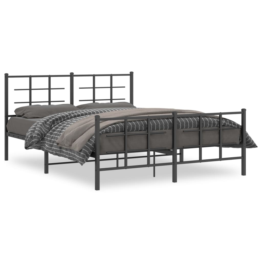 Sengeramme i metall uten madrass med fotgavl svart 160x200 cm