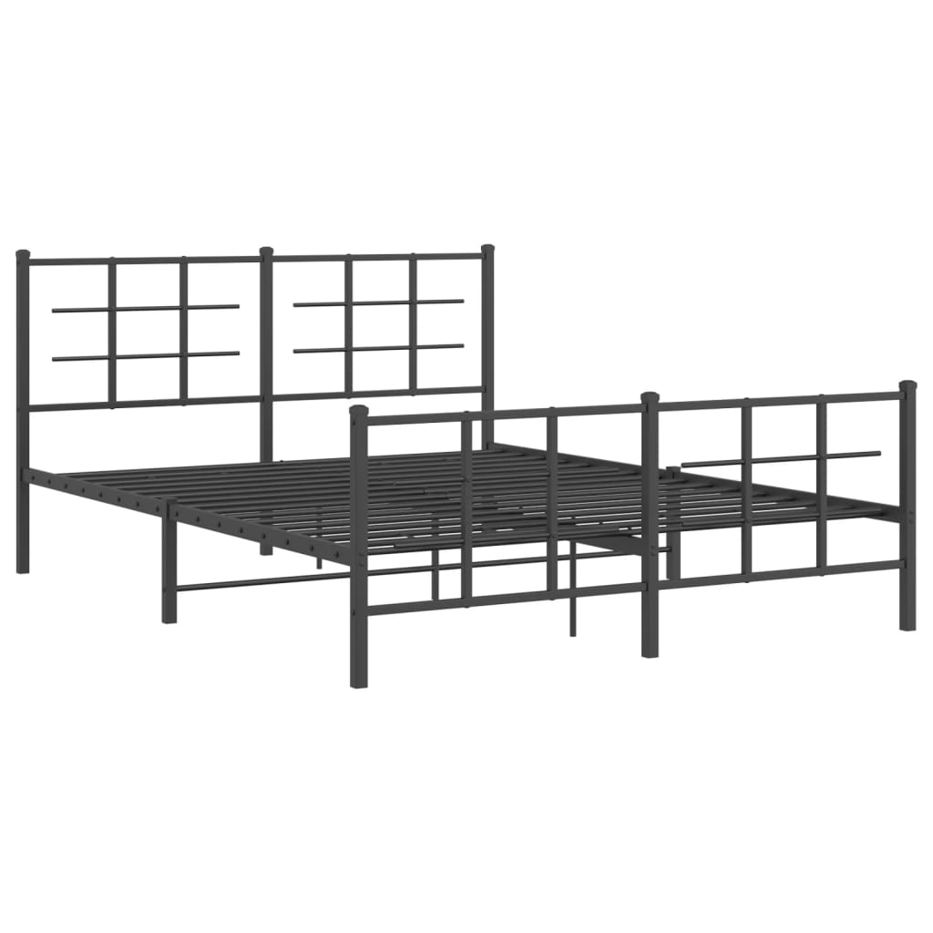 Sengeramme i metall uten madrass med fotgavl svart 160x200 cm