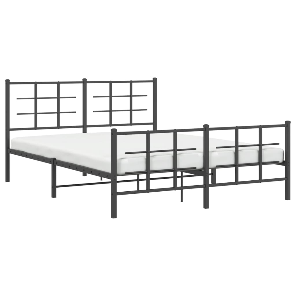 Sengeramme i metall uten madrass med fotgavl svart 160x200 cm