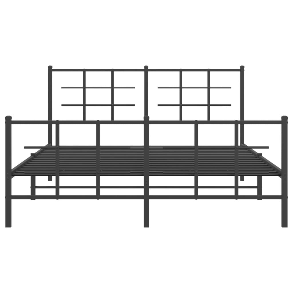 Sengeramme i metall uten madrass med fotgavl svart 160x200 cm