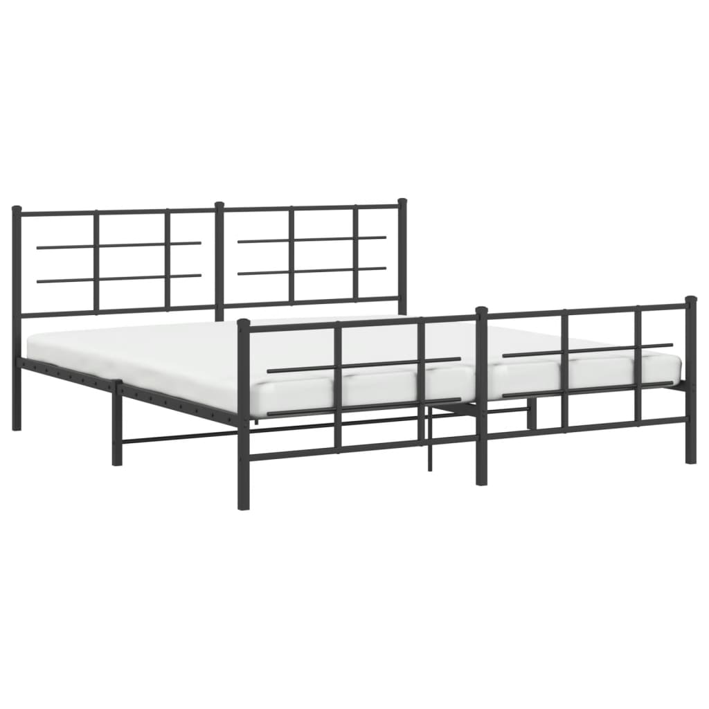 Sengeramme i metall uten madrass med fotgavl svart 180x200 cm