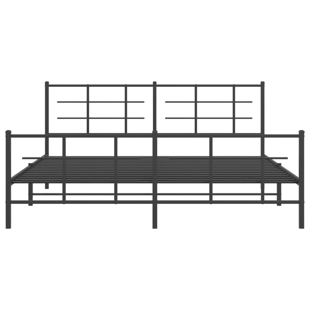 Sengeramme i metall uten madrass med fotgavl svart 180x200 cm
