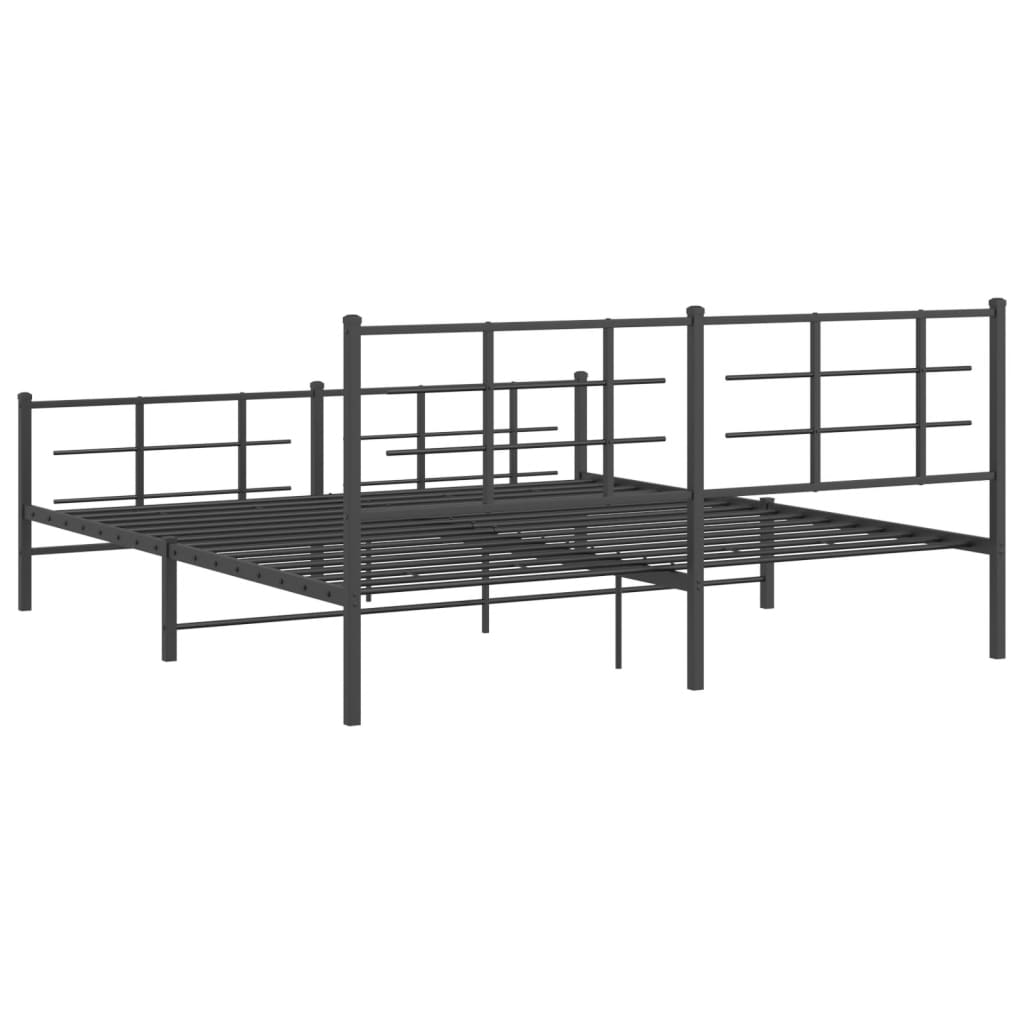Sengeramme i metall uten madrass med fotgavl svart 180x200 cm