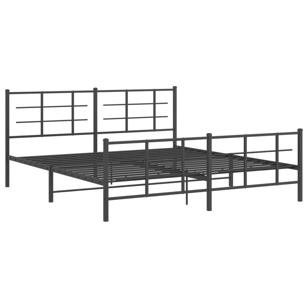 Sengeramme i metall med hode- og fotgavl svart 183x213 cm