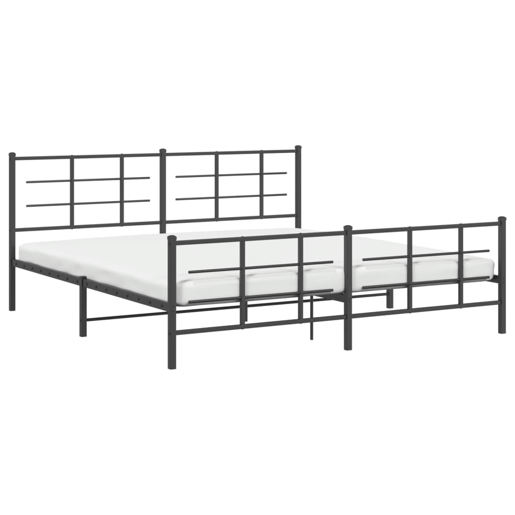 Sengeramme i metall med hode- og fotgavl svart 183x213 cm