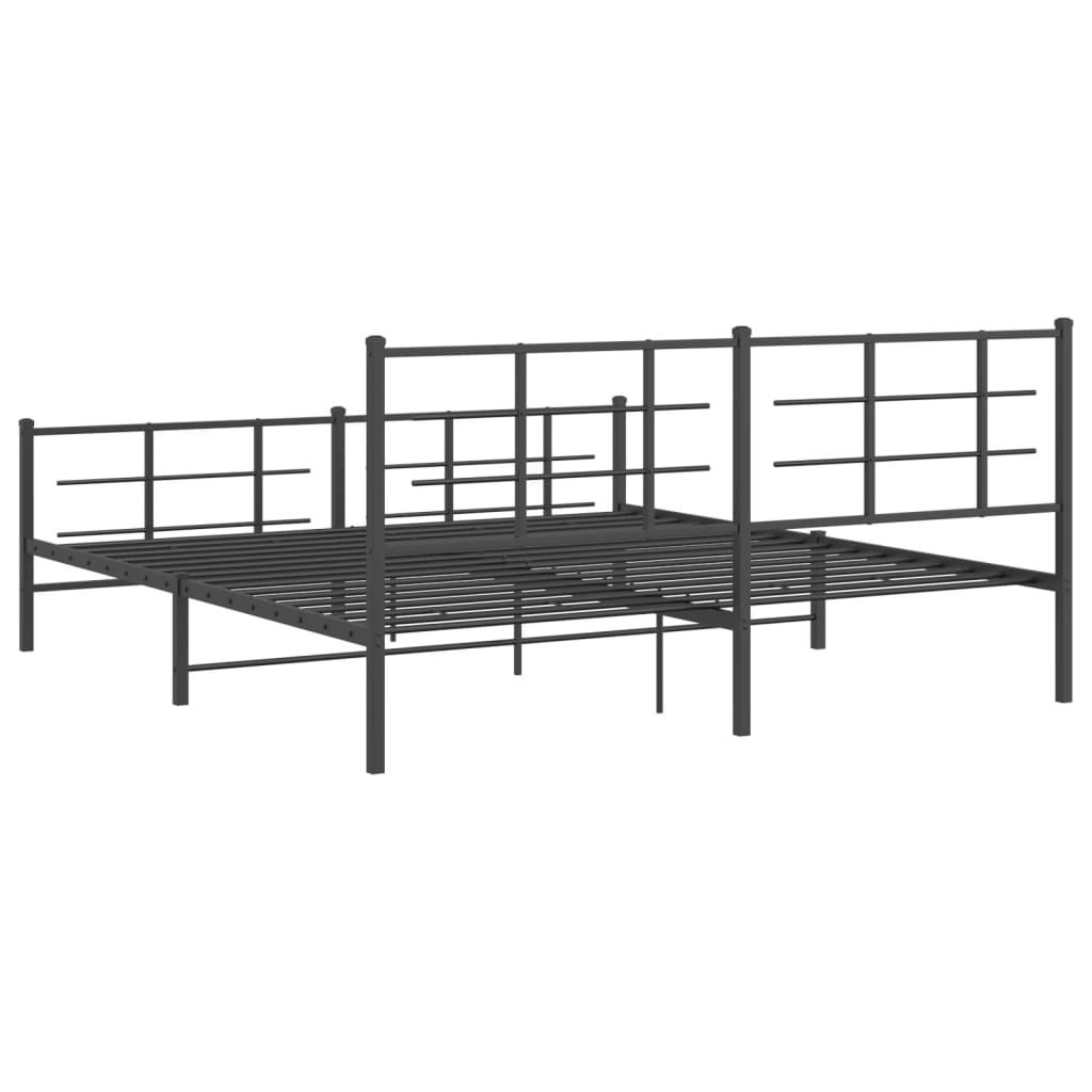 Sengeramme i metall med hode- og fotgavl svart 183x213 cm