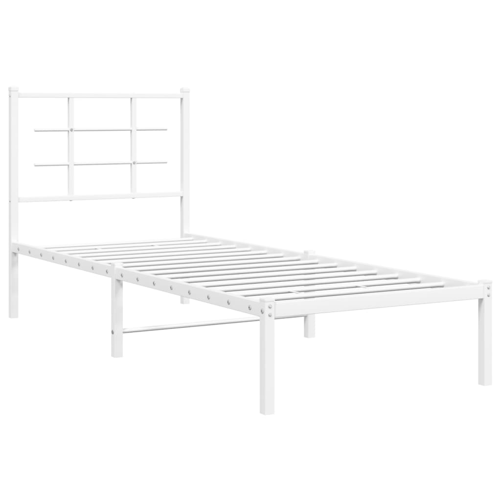 Sengeramme i metall med hodegavl hvit 80x200 cm