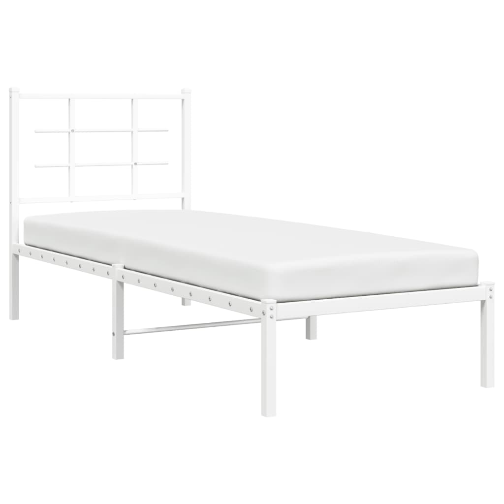 Sengeramme i metall med hodegavl hvit 80x200 cm