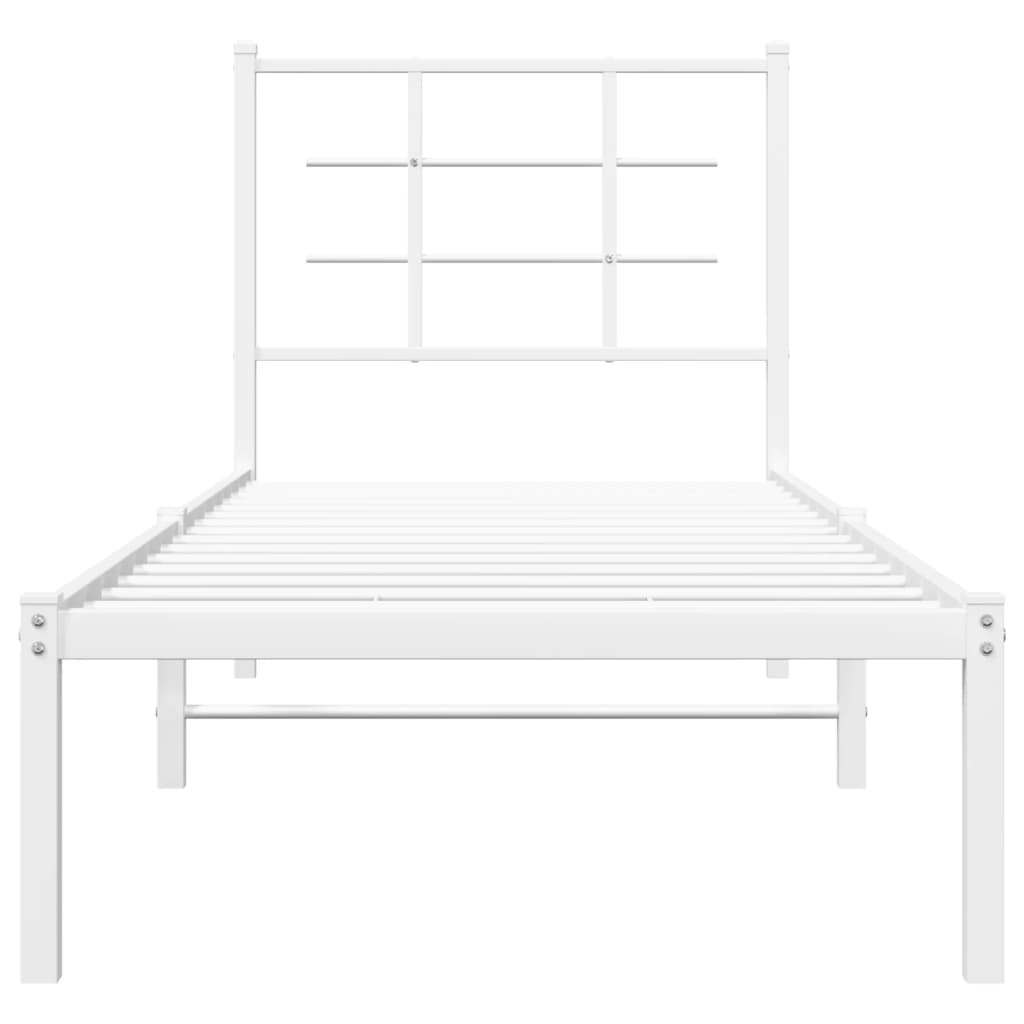 Sengeramme i metall med hodegavl hvit 80x200 cm