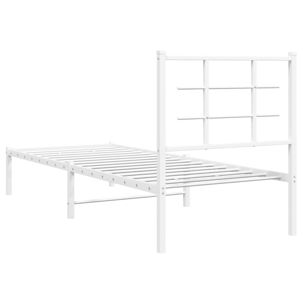 Sengeramme i metall med hodegavl hvit 80x200 cm