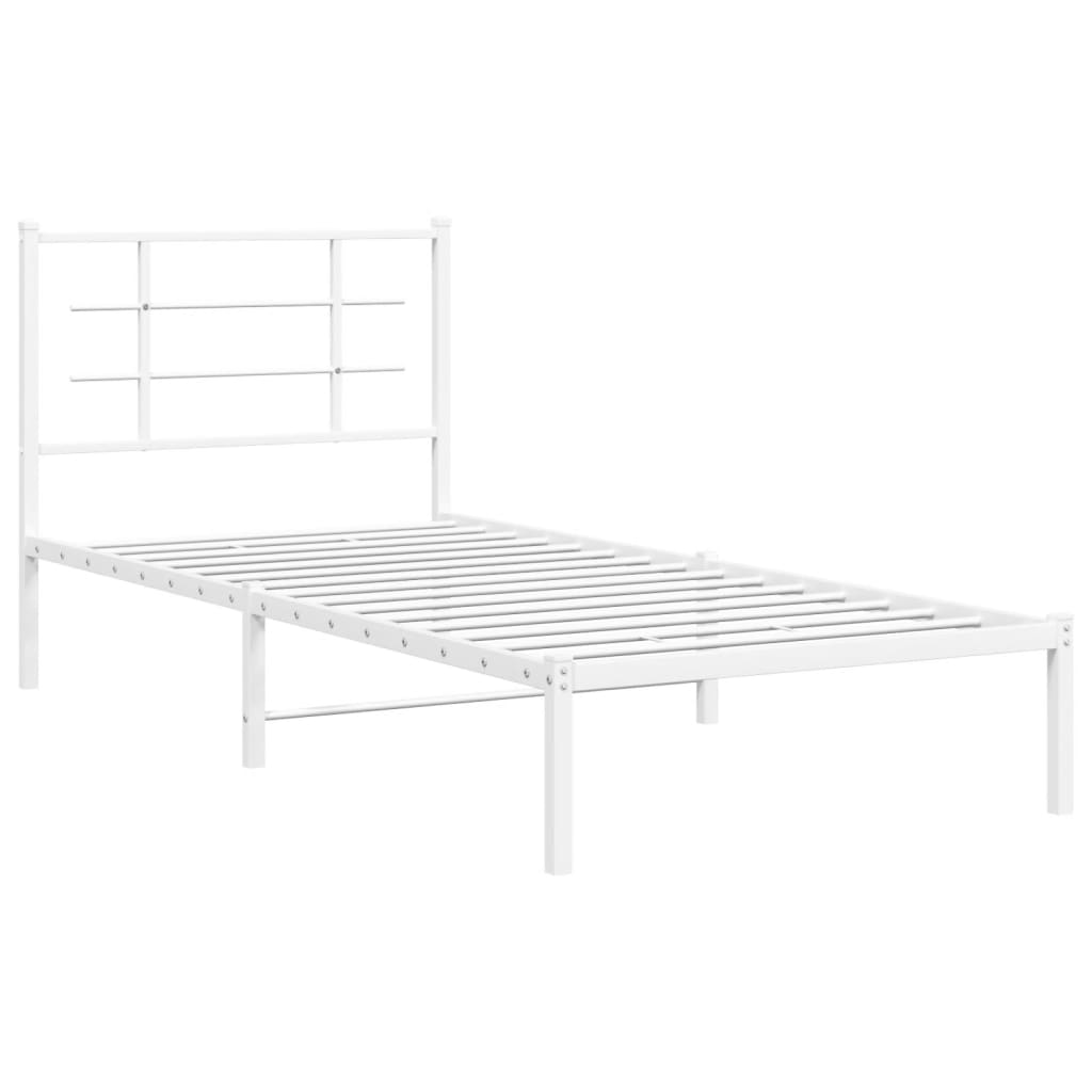 Sengeramme i metall med hodegavl hvit 90x200 cm