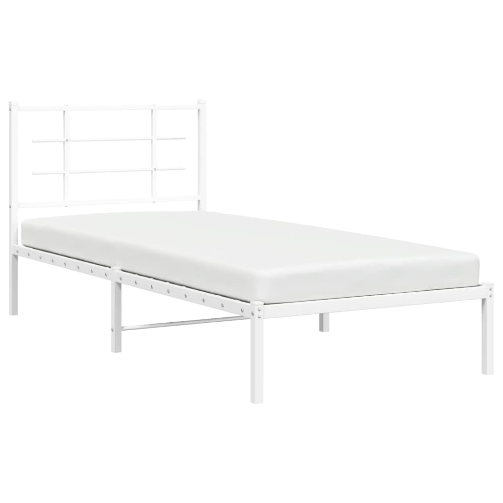 Sengeramme i metall med hodegavl hvit 90x200 cm