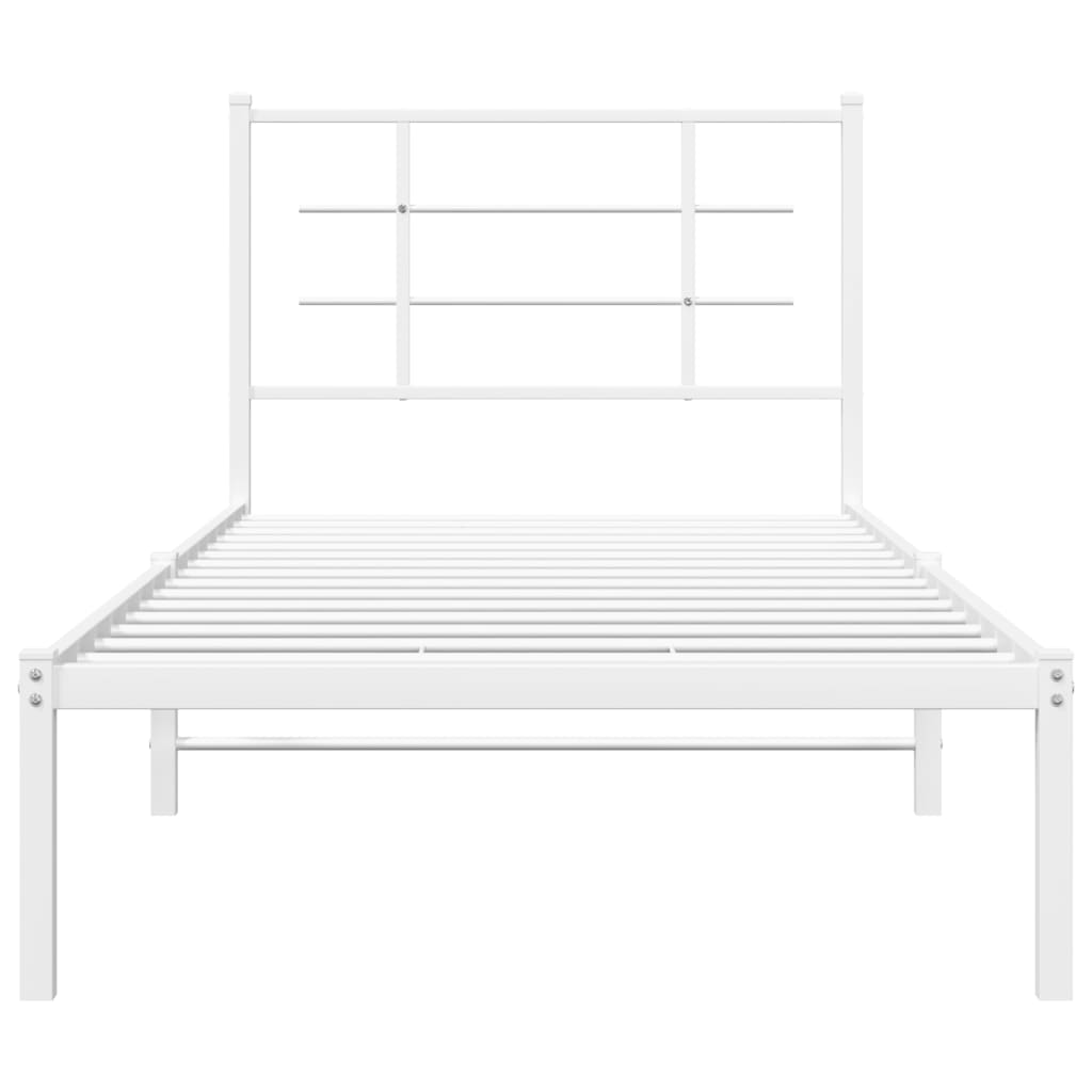 Sengeramme i metall med hodegavl hvit 90x200 cm