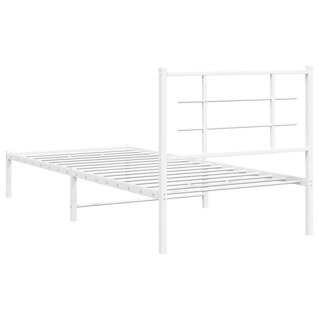 Sengeramme i metall med hodegavl hvit 90x200 cm