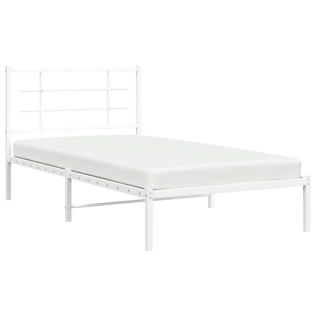 Sengeramme i metall med hodegavl hvit 100x190 cm