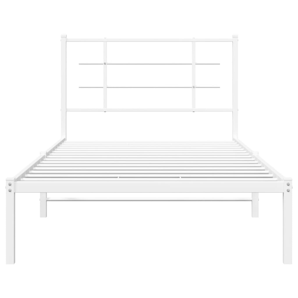 Sengeramme i metall med hodegavl hvit 100x190 cm