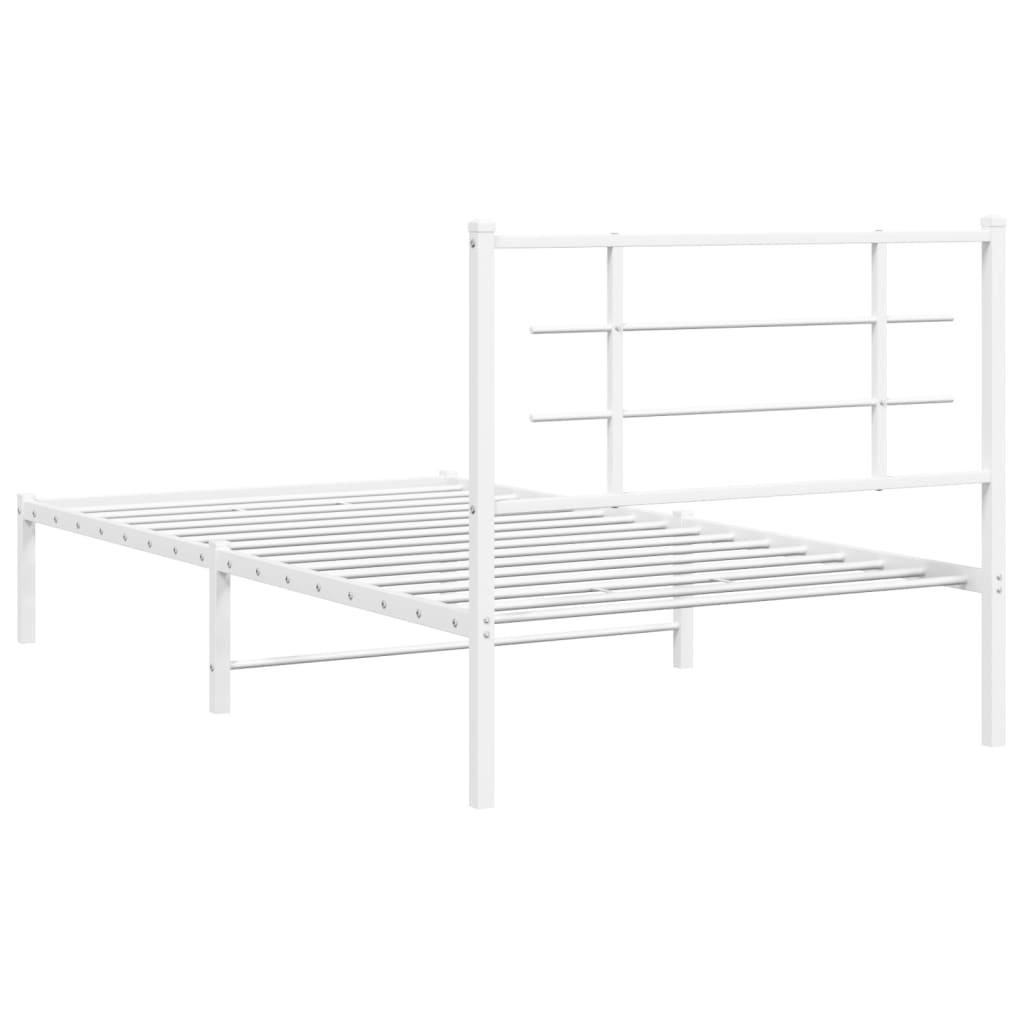 Sengeramme i metall med hodegavl hvit 100x190 cm