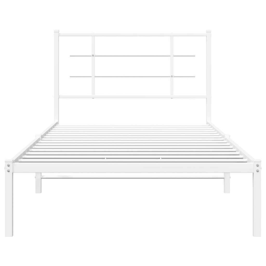 Sengeramme i metall med hodegavl hvit 100x200 cm