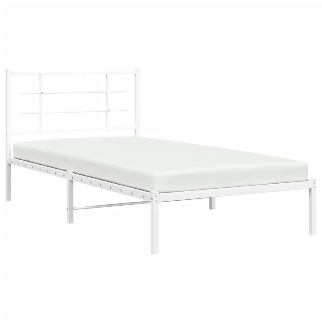 Sengeramme i metall med hodegavl hvit 107x203 cm