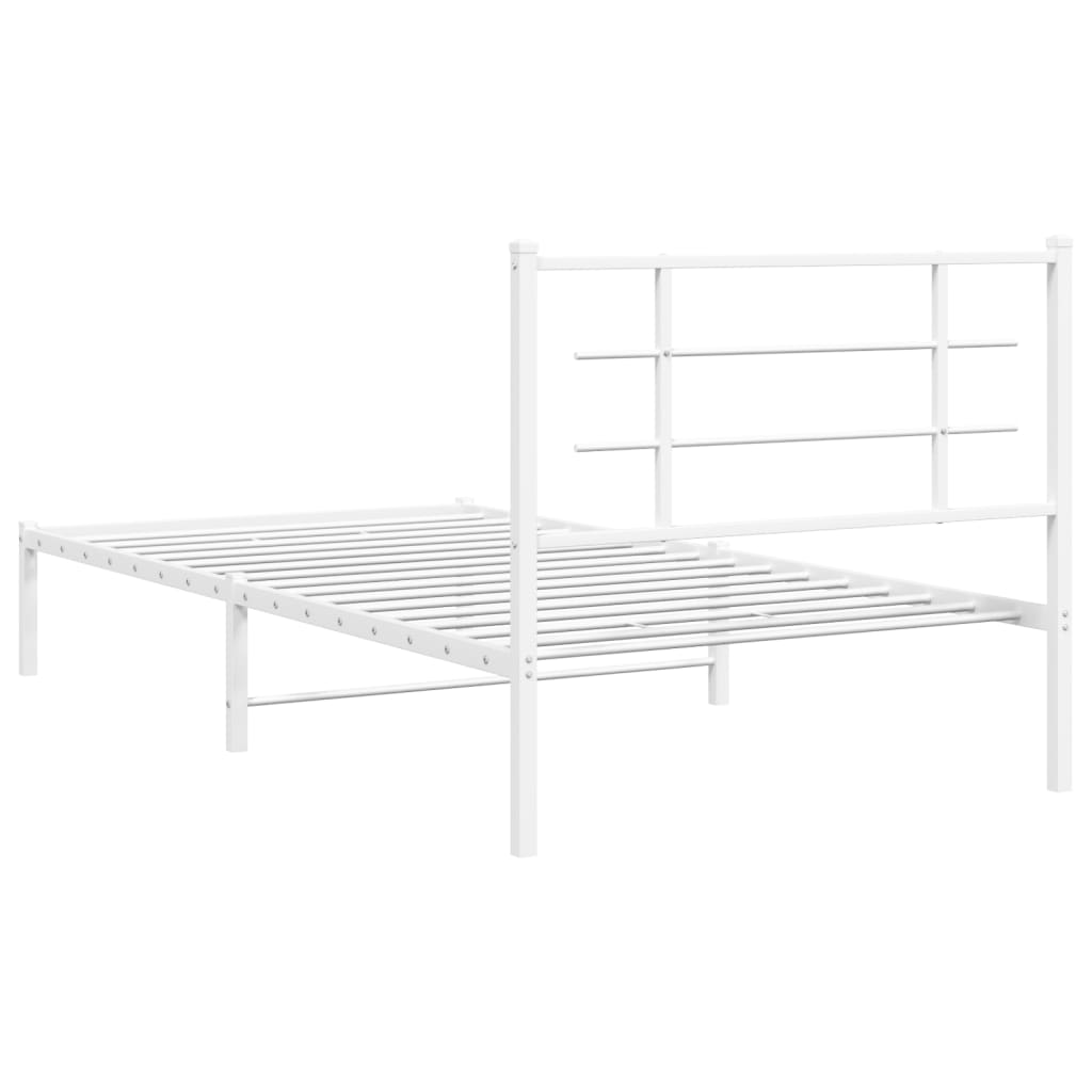 Sengeramme i metall med hodegavl hvit 107x203 cm