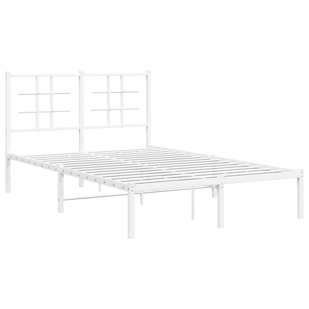 Sengeramme i metall med hodegavl hvit 120x200 cm