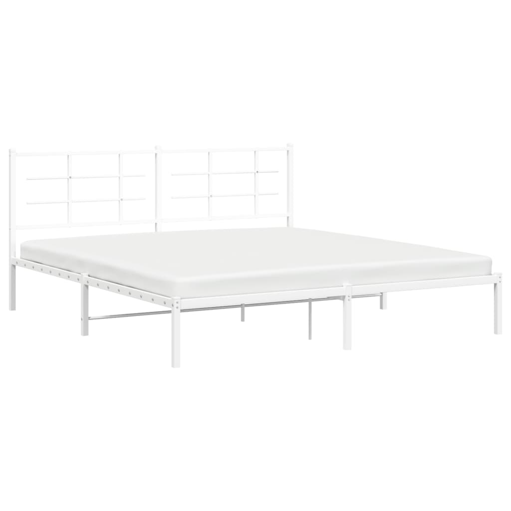 Sengeramme i metall med sengegavl hvit 180x200 cm