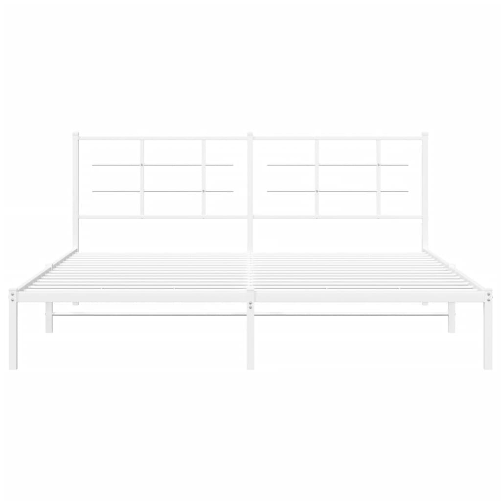 Sengeramme i metall med sengegavl hvit 180x200 cm
