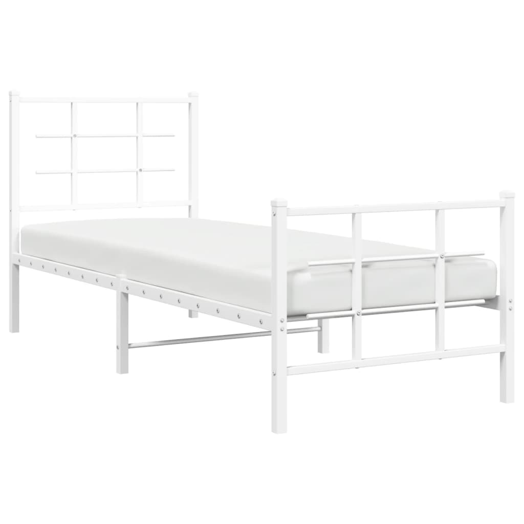Sengeramme i metall med hode- og fotgavl hvit 75x190 cm