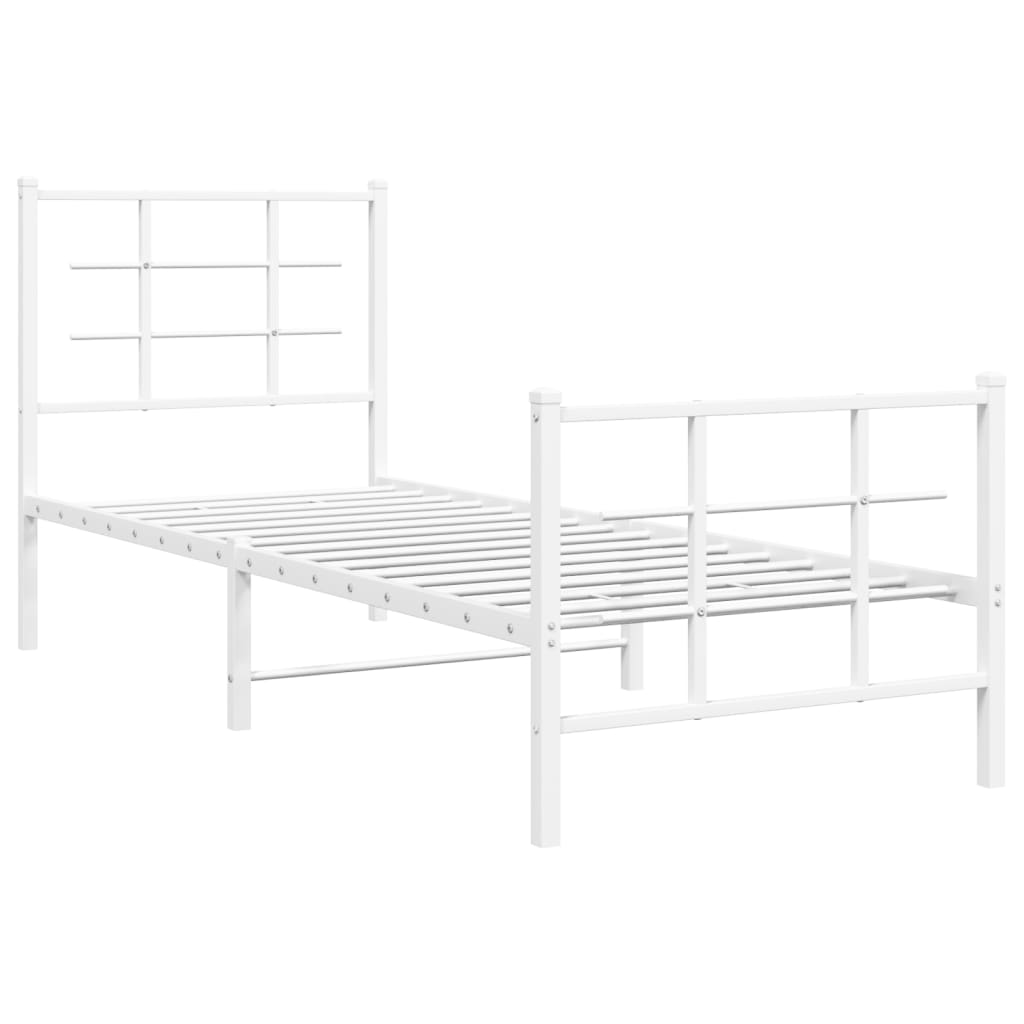 Sengeramme i metall med hode- og fotgavl hvit 80x200 cm
