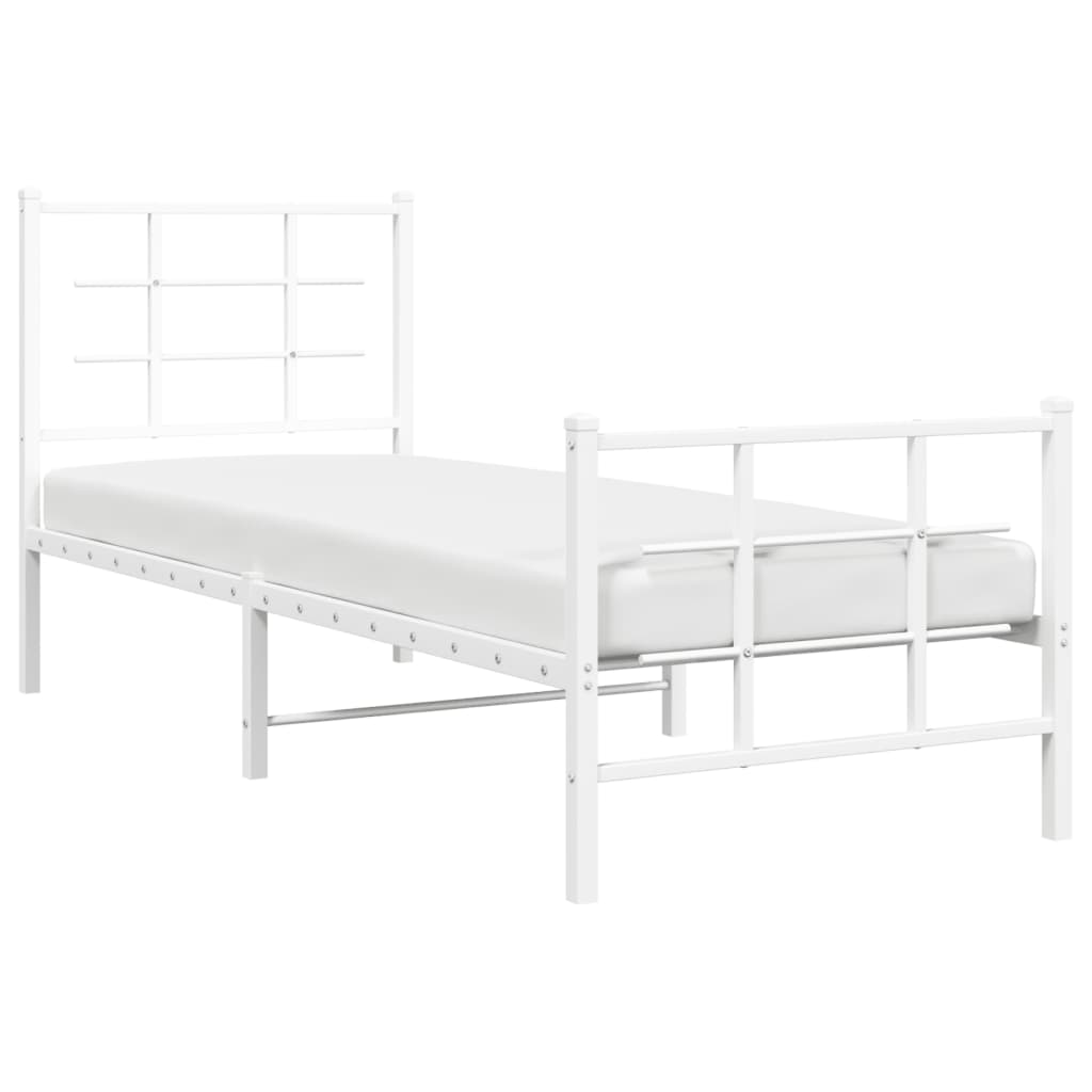Sengeramme i metall med hode- og fotgavl hvit 80x200 cm
