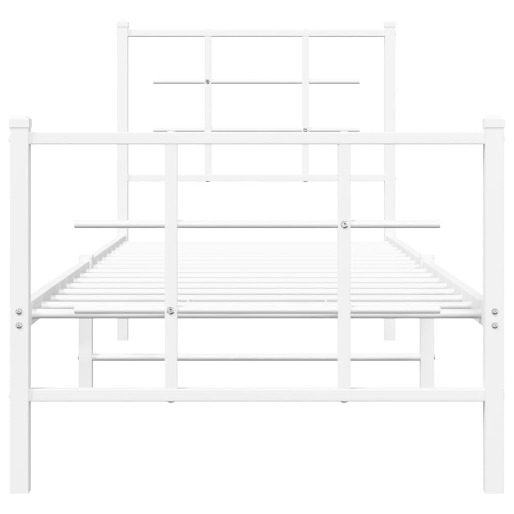 Sengeramme i metall med hode- og fotgavl hvit 80x200 cm