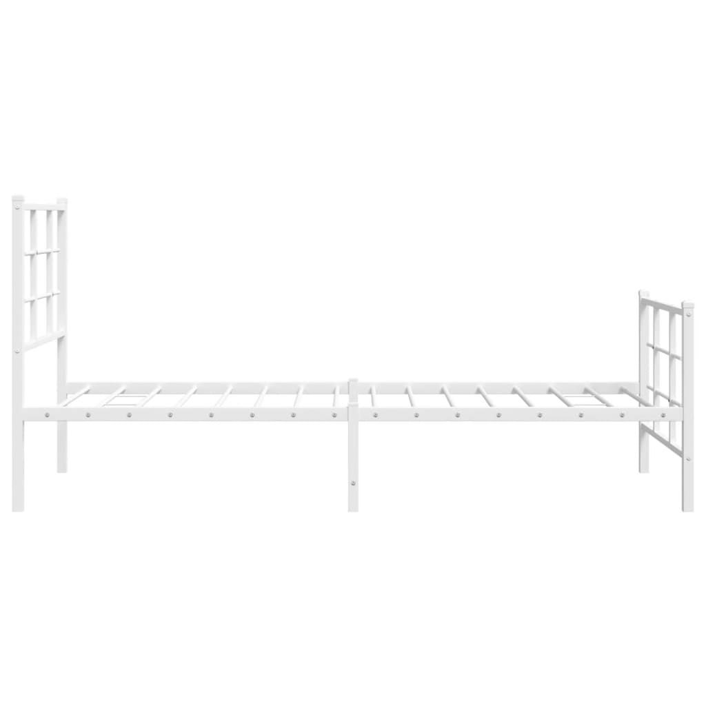 Sengeramme i metall med hode- og fotgavl hvit 80x200 cm