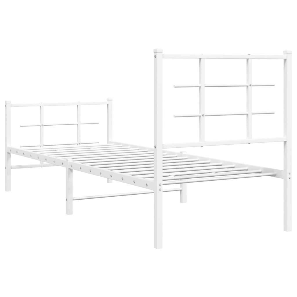 Sengeramme i metall med hode- og fotgavl hvit 80x200 cm