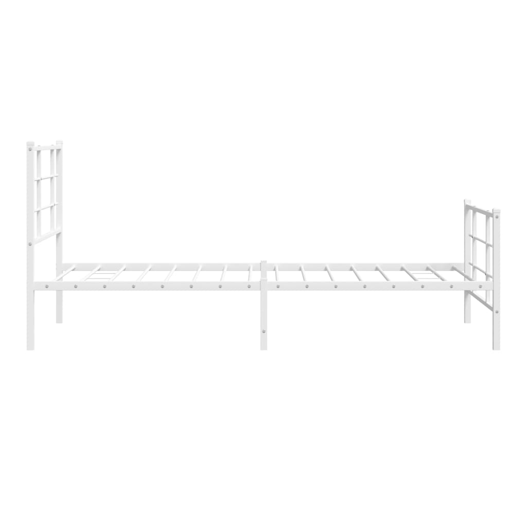 Sengeramme i metall med hode- og fotgavl hvit 90x190 cm