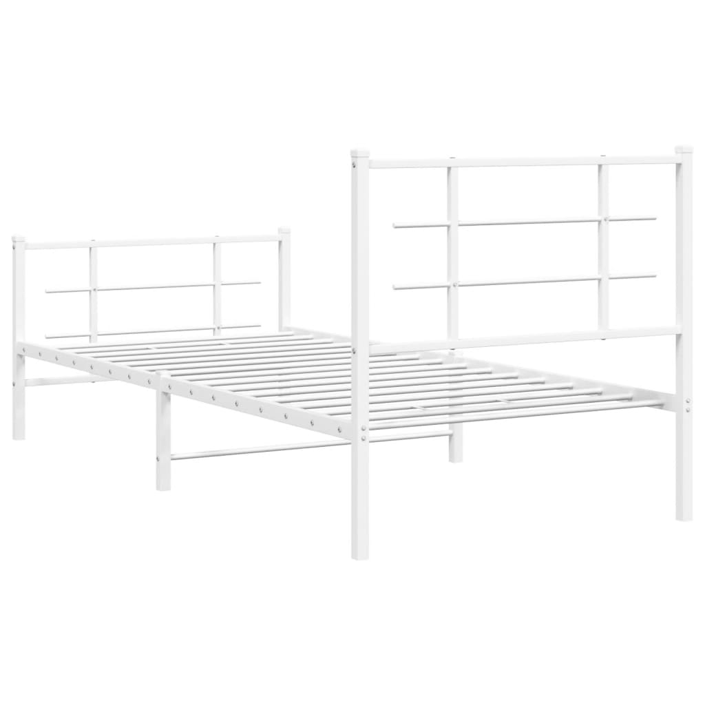 Sengeramme i metall med hode- og fotgavl hvit 90x190 cm