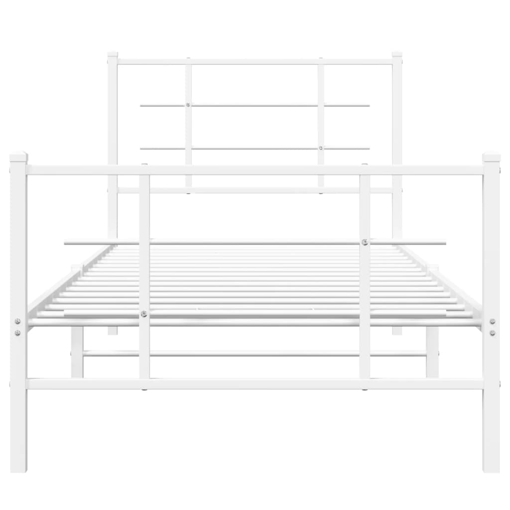 Sengeramme i metall med hode- og fotgavl hvit 90x200 cm