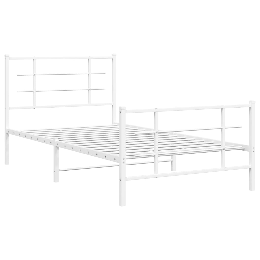 Sengeramme i metall med hode- og fotgavl hvit 100x190 cm