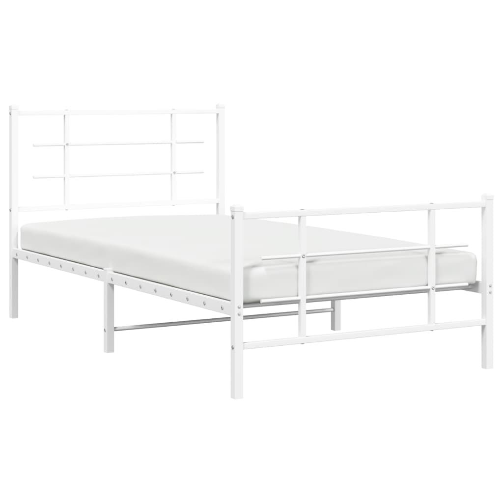Sengeramme i metall med hode- og fotgavl hvit 100x190 cm