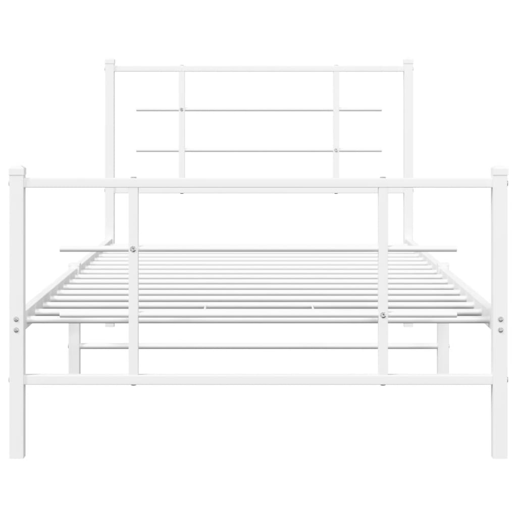 Sengeramme i metall med hode- og fotgavl hvit 100x190 cm