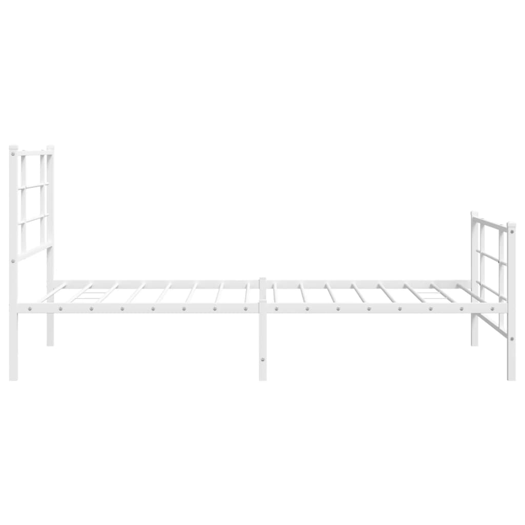 Sengeramme i metall med hode- og fotgavl hvit 100x190 cm