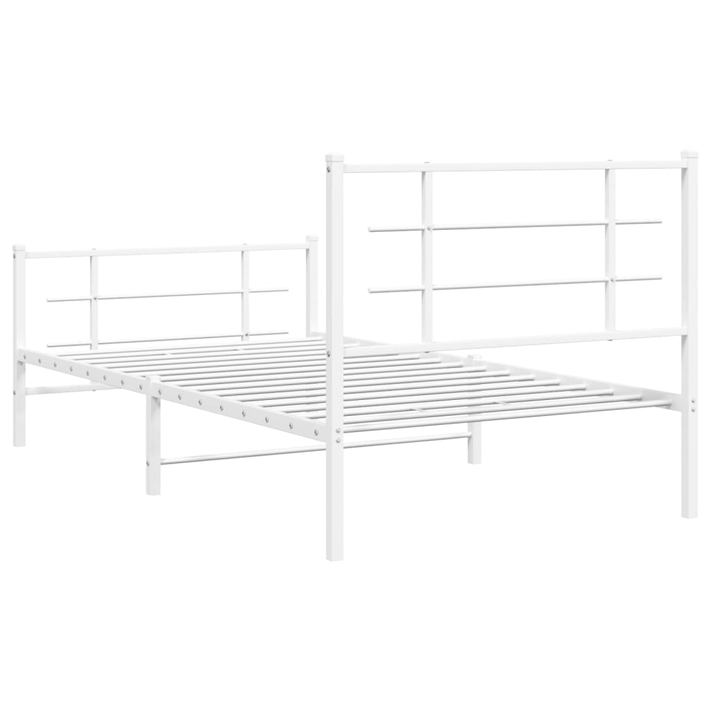 Sengeramme i metall med hode- og fotgavl hvit 100x190 cm