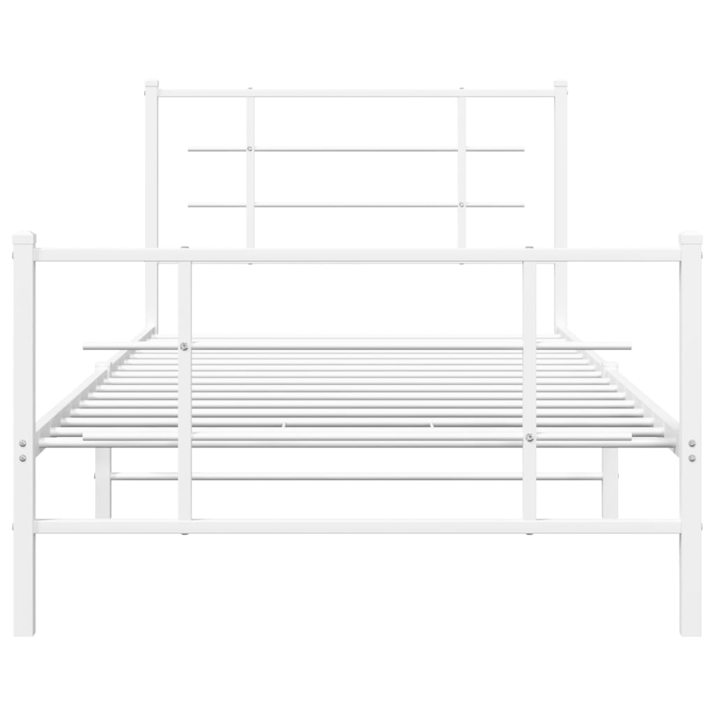 Sengeramme i metall med hode- og fotgavl hvit 107x203 cm