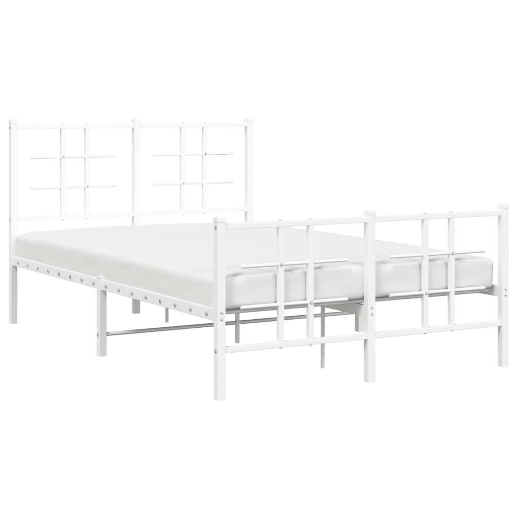 Sengeramme i metall med hode- og fotgavl hvit 120x200 cm