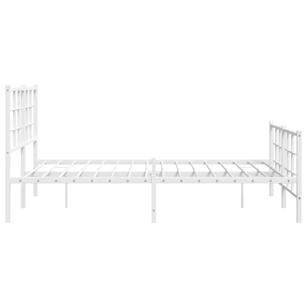 Sengeramme i metall med hode- og fotgavl hvit 135x190 cm