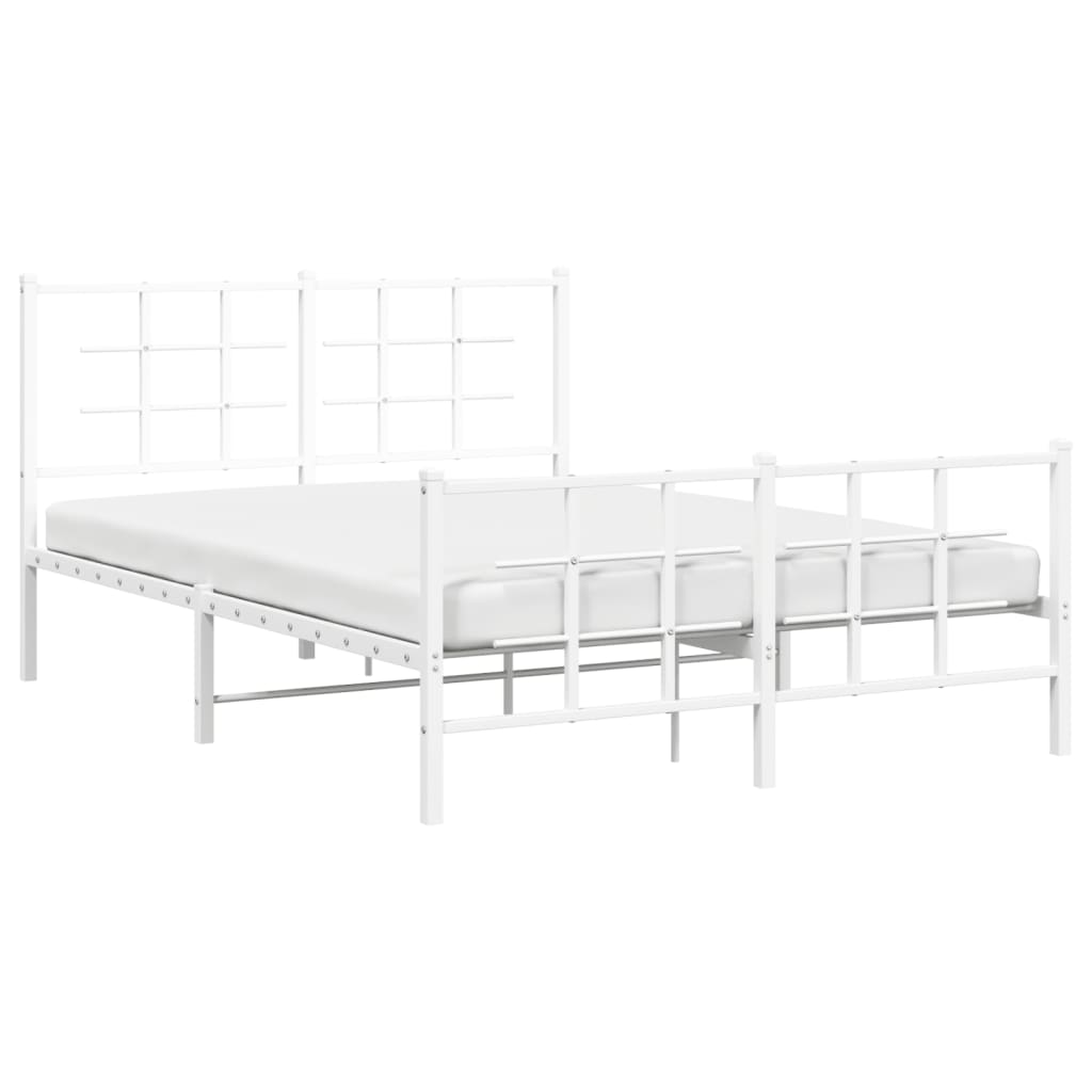 Sengeramme i metall med hode- og fotgavl hvit 140x200 cm